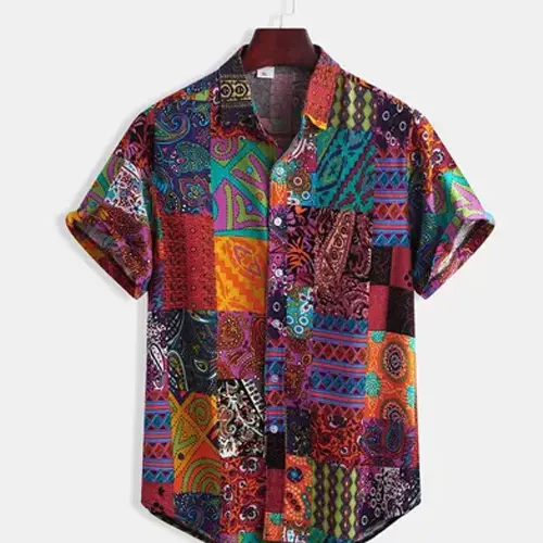 男士時尚花卉圖案襯衫